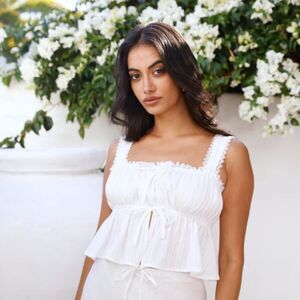 Hello Molly Embroidered Tank White